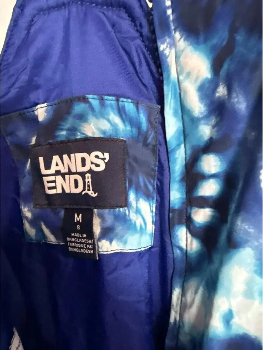 Lands' End Blue Tie-Dye Ski & Snow Bib Overalls Medium
